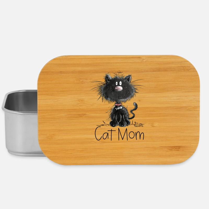 Drollige Schwarze Katze Mit Katzen Mamam Spruch - Lunch Box - Silber