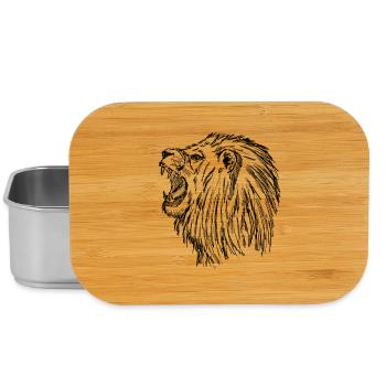 Lion rugissant - Noir - Boîte à goûter - argent - Devant