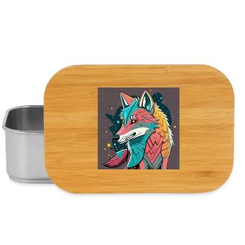 Geometrischer Wolf Farbexplosion - Lunch Box - Silber - Vorne