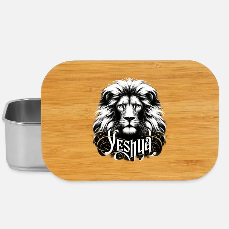 Prächtiger Löwenkopf mit Name Yeshua - Lunch Box - Silber