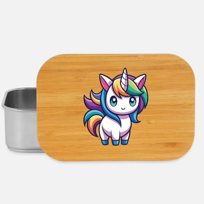 Licorne arc-en-ciel mignonne – Style Kawaii - Boîte à goûter - argent
