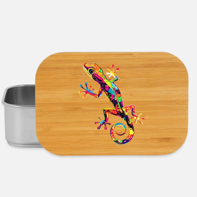 Gecko Eidechse Reptil Geckos Echse Leguan Gekko - Lunch Box - Silber