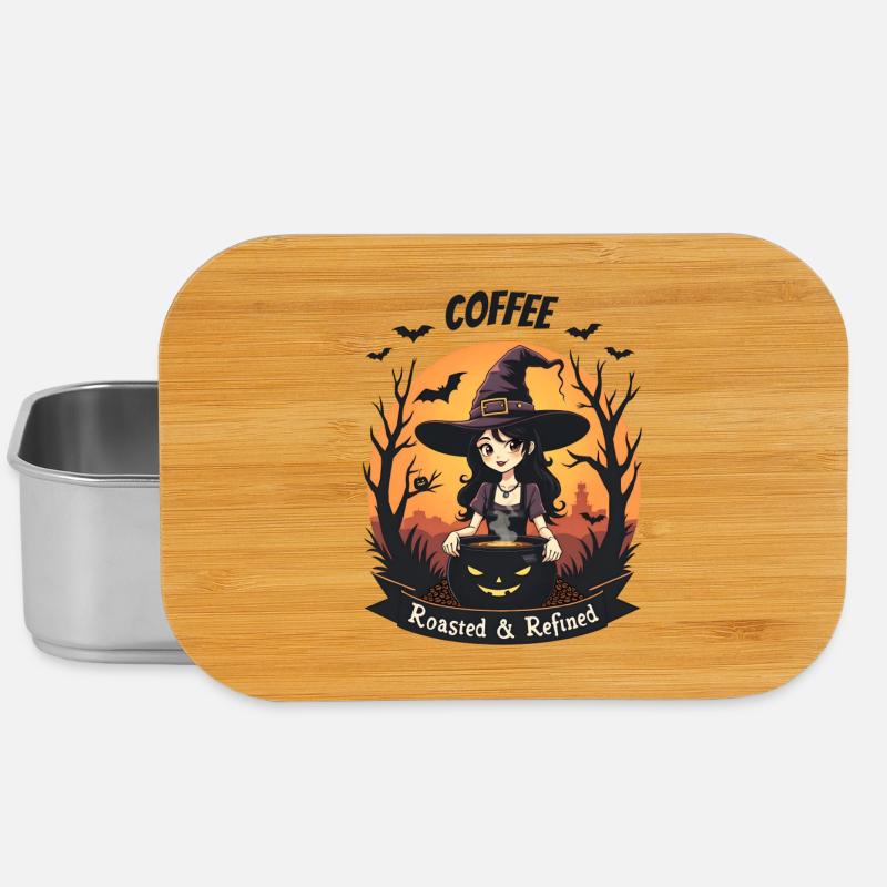 Young Witch Brews Coffee Halloween Sunrise - Lunch Box - silver