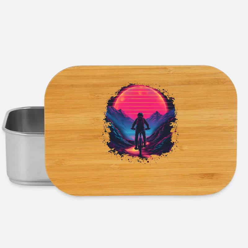 Mountainbiking Synthwave - Lunch Box - Silber