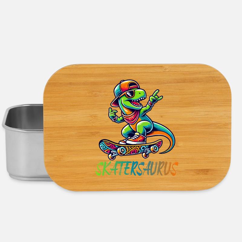 Skatersaurus Dinosaurier Retro Skateboarding Design - Lunch Box - Silber