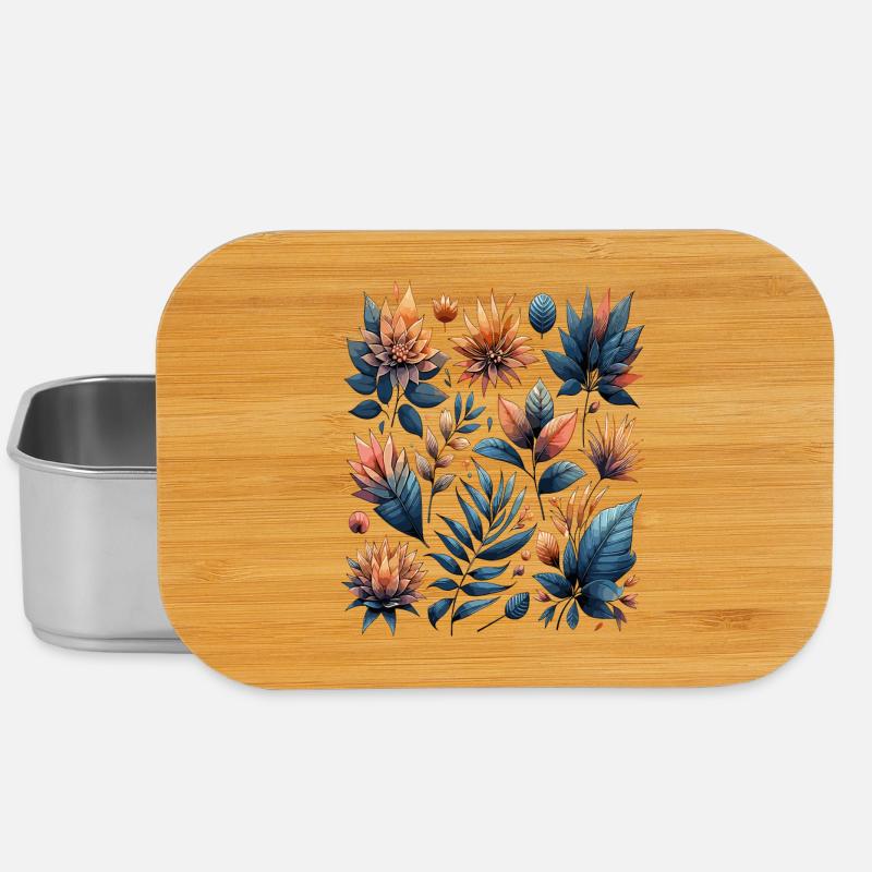 Aquarelle Blätter Boho Blättermuster - Lunch Box - Silber