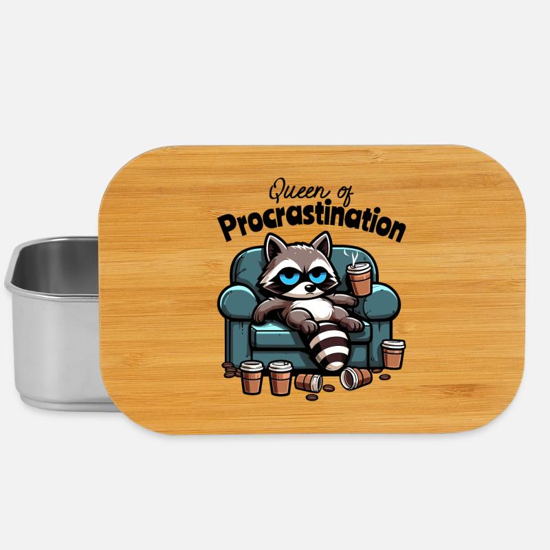 Queen of Procrastination – Waschbär am Sofa - Lunch Box - Silber