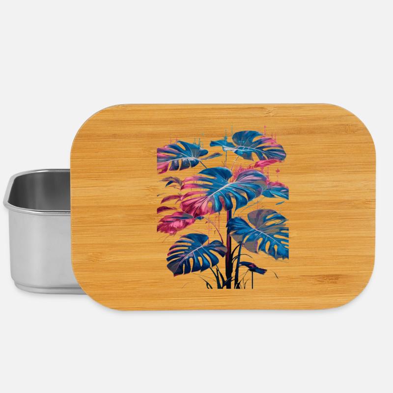 Rétro Monstera Plante Neon Synthwave - Boîte à goûter - argent
