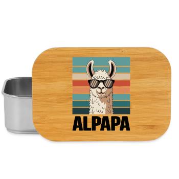 Papa Alpaga Papa Drôle Lama Cadeau de Fête des Pères - Boîte à goûter - argent - Devant