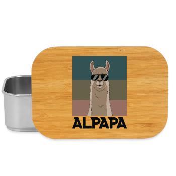 Papa Alpaga Papa Drôle Lama Cadeau de Fête des Pères - Boîte à goûter - argent - Devant