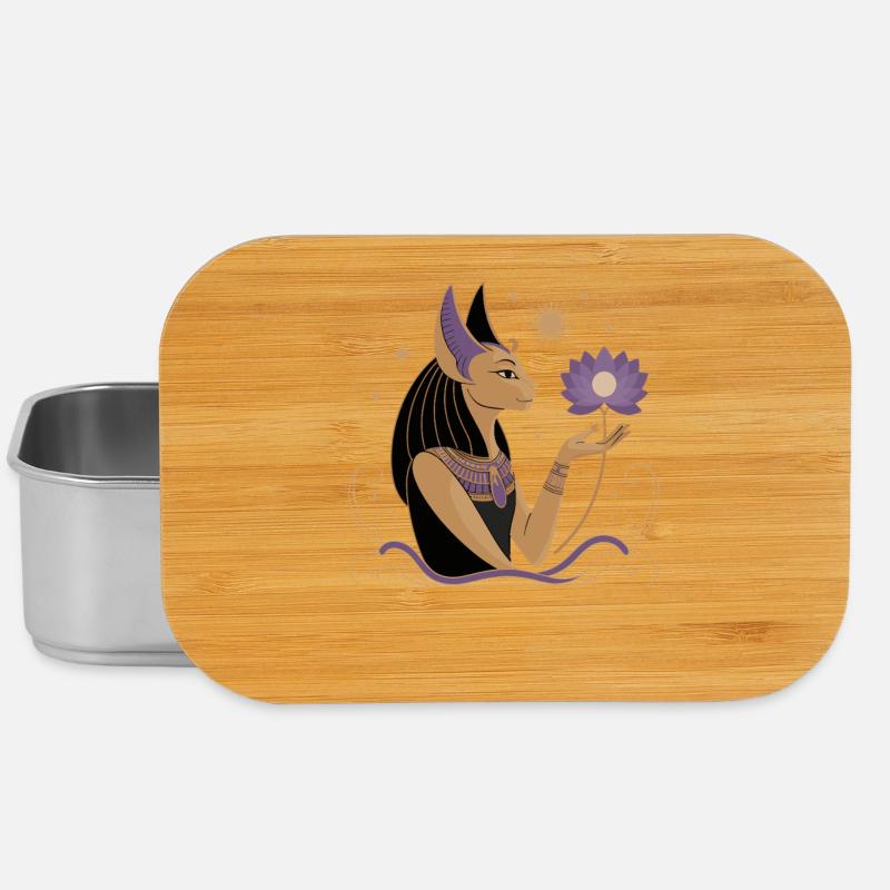 Heiterer Bastet Mit Einer Lotusblume - Lunch Box - Silber