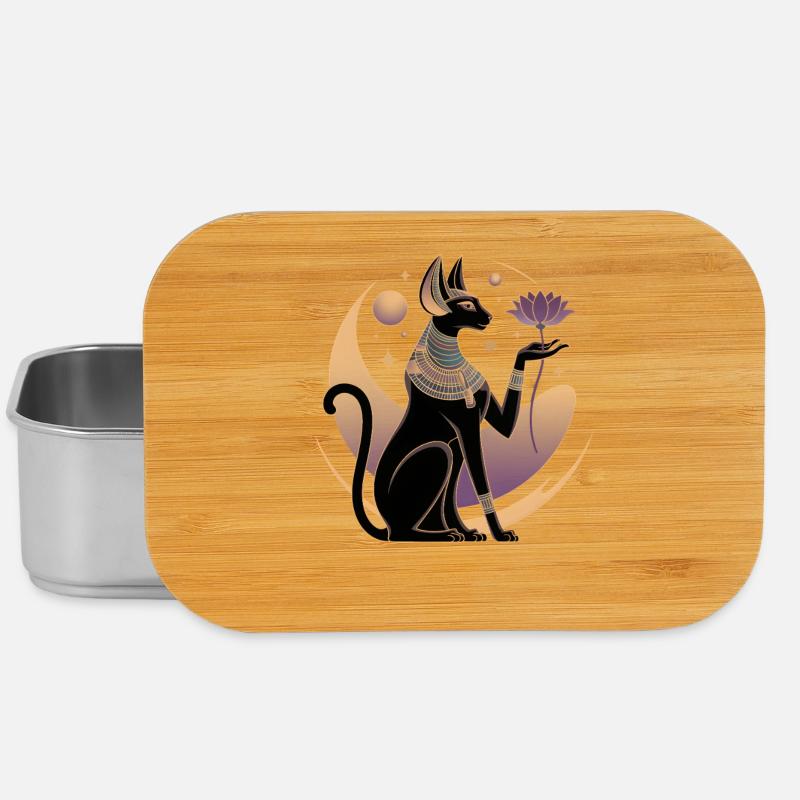 Bastet mystique avec lotus et lune - Boîte à goûter - argent