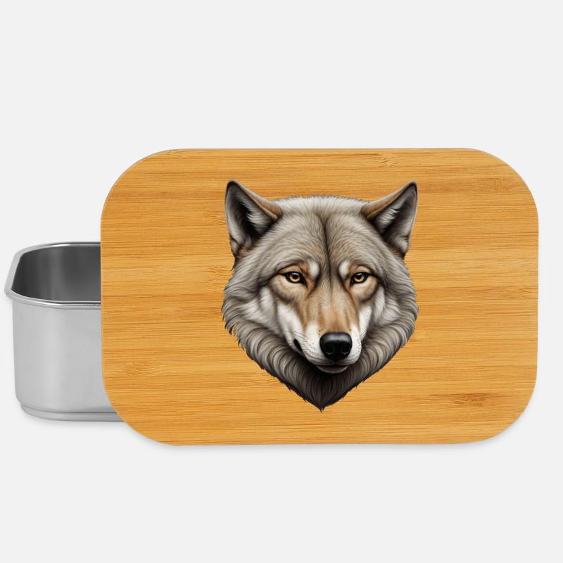 Majestic Wolf Head Illustration - Lunch Box - silver