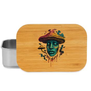 Psychedelic Mushroom Face Surreal Design - Lunch Box - silver - Front