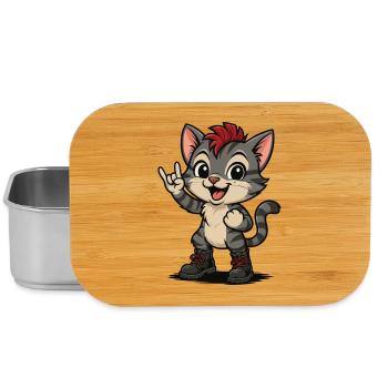 Punk Rock Kätzchen mit Boots - Lunch Box - Silber - Vorne