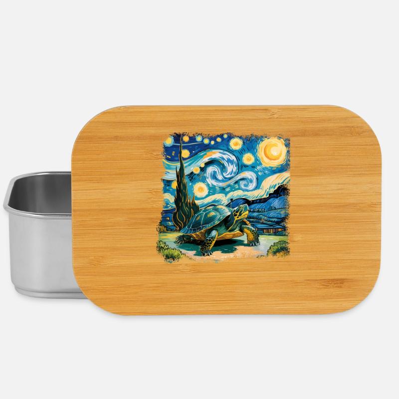 Starry Night Tortoise Artwork - Lunch Box - silver