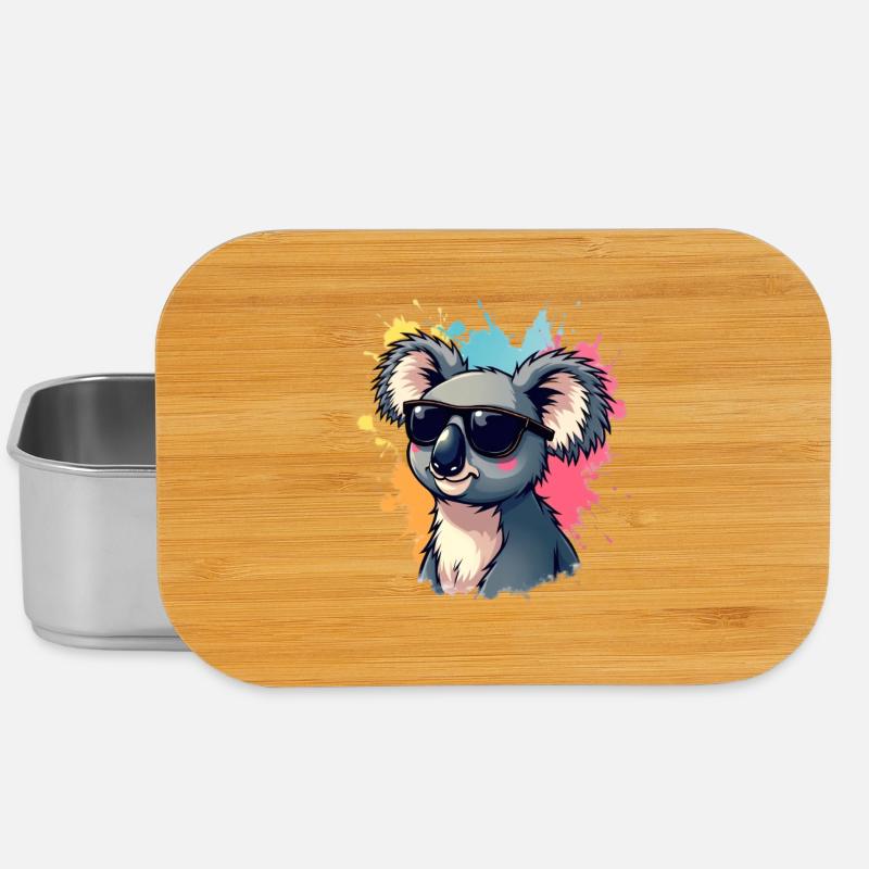 Cool Koala mit Sonnenbrille und Farbexplosion - Lunch Box - Silber