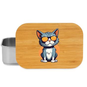 Lässige Katzenillustration mit Sonnenbrille - Lunch Box - Silber - Vorne
