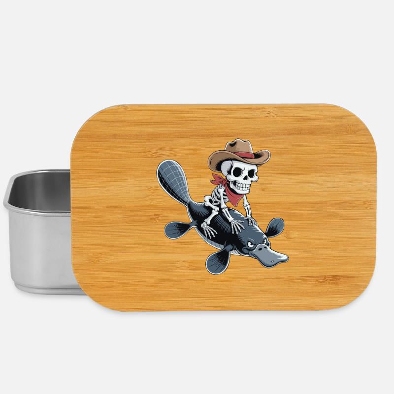 Skeleton with cowboy hat on platypus platypus - Lunch Box - silver
