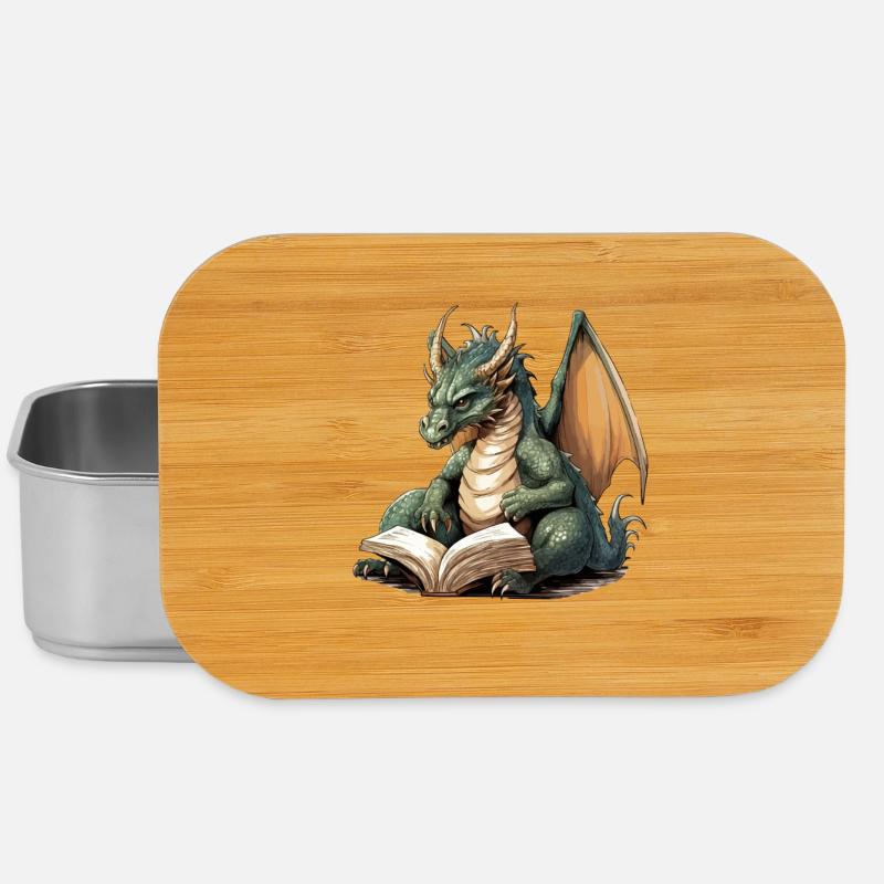 Fantastischer Buchdrache mit Flügeln - Lunch Box - Silber