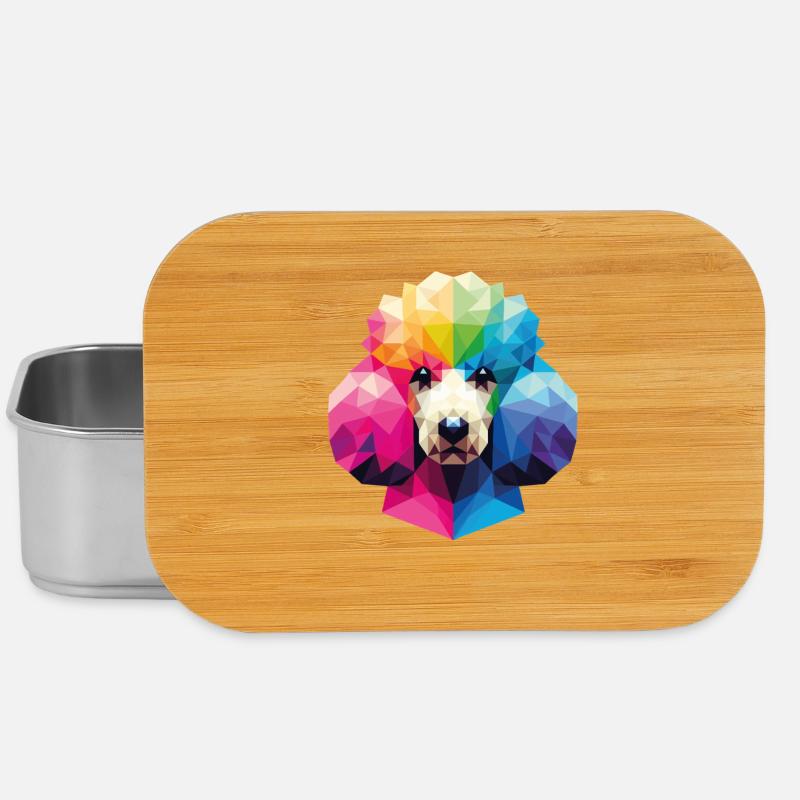 Bunter geometrischer Pudel im polygonalen Stil - Lunch Box - Silber