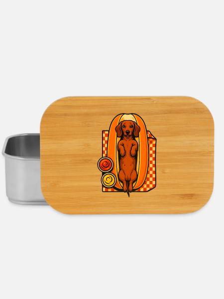 Dackel im Hotdog-Brötchen - Lunch Box - Silber