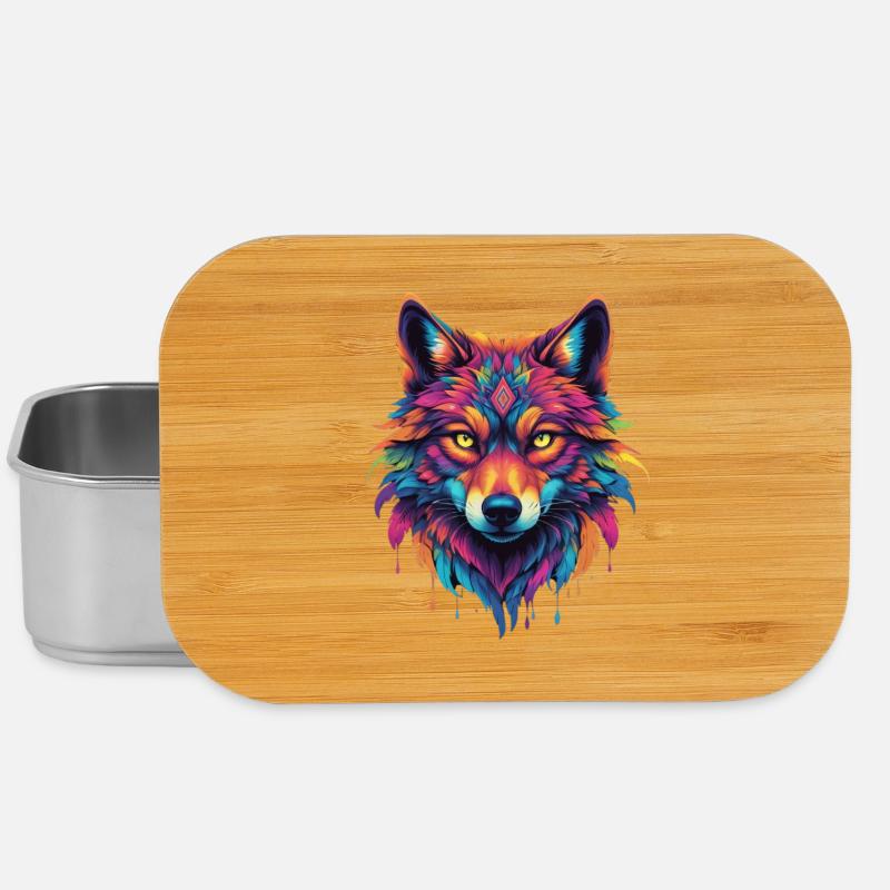 Tête de loup colorée - Boîte à goûter - argent