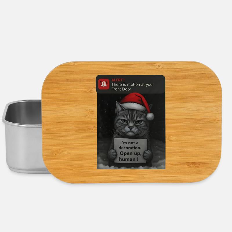Katze Weihnachten mit lustigen Spruch Katzen - Lunch Box - Silber