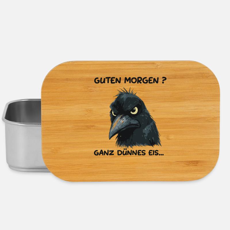 Rabe mit Warnung: Ganz dünnes Eis - Lunch Box - Silber