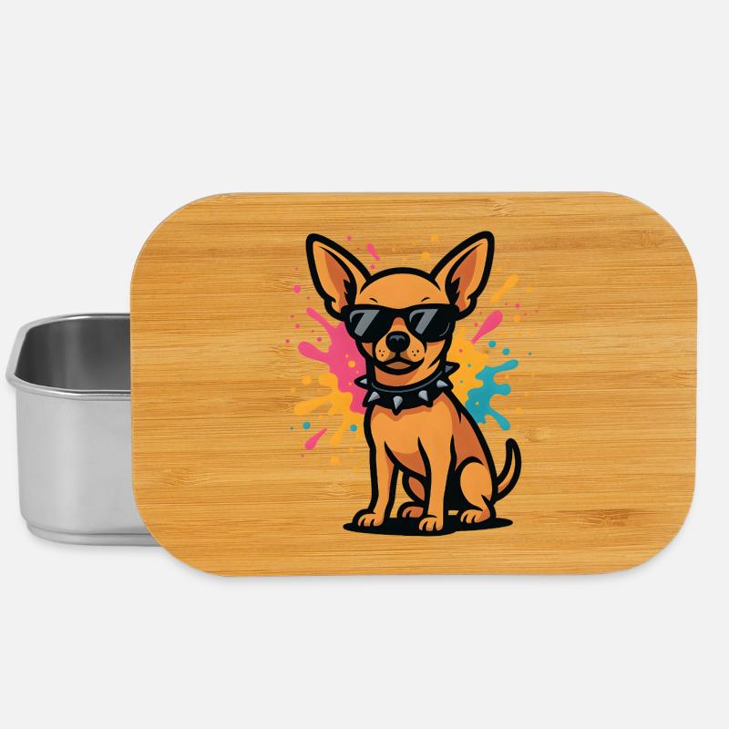 Chien Chihuahua en lunettes de soleil avec éclaboussure de couleur - Boîte à goûter - argent