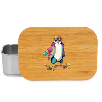 Penguin Skateboard Neon Look - Lunch Box - silver - Front