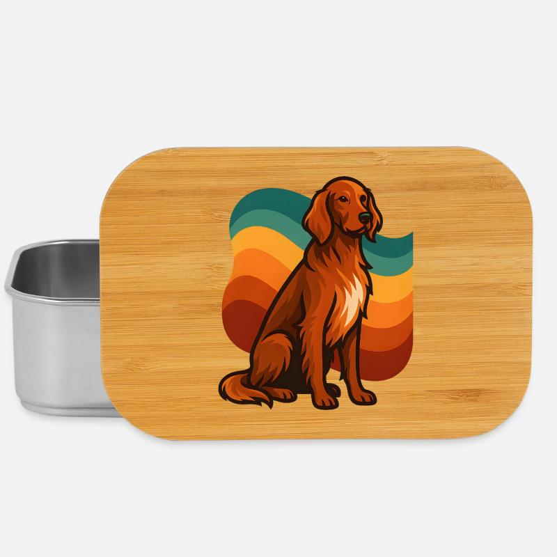 Irischer roter Setter-Hund in Retro-Wave-Palette - Lunch Box - Silber