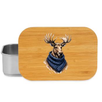 Elch mit blauem Schal - Lunch Box - Silber - Vorne