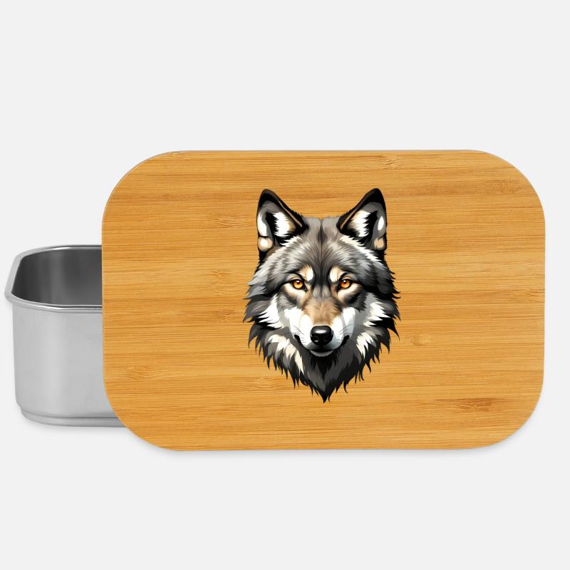 Wolf Head Portrait - Lunch Box - silver