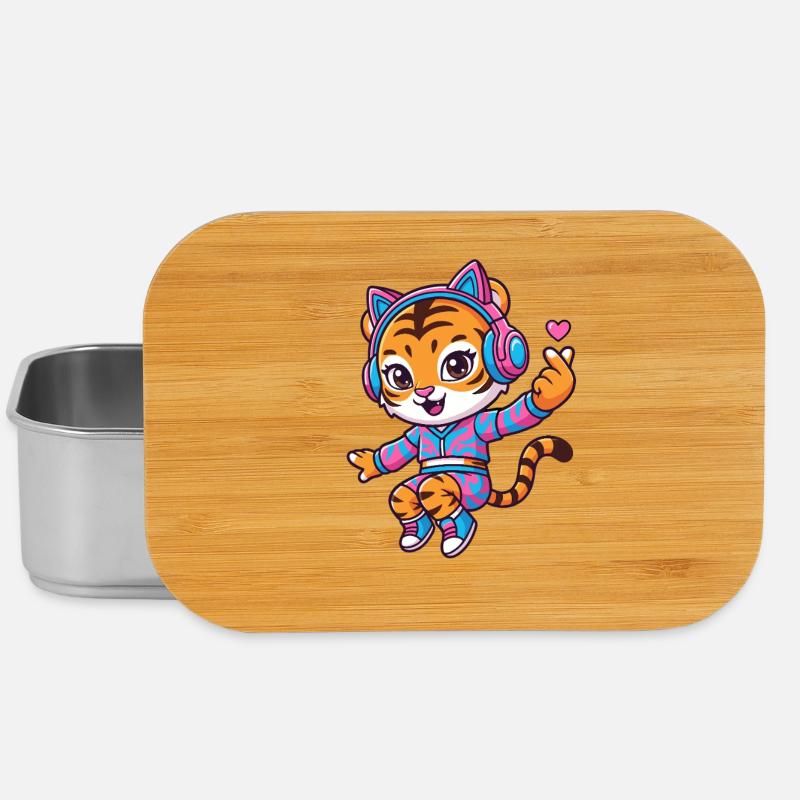 Tigre dansant avec un casque de chat - Boîte à goûter - argent