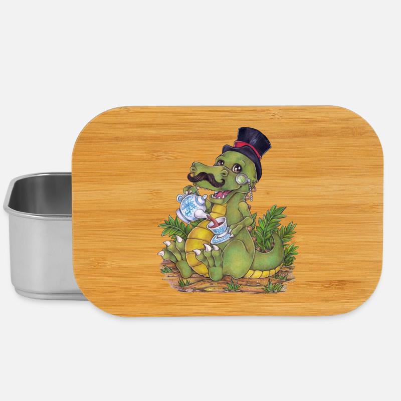 Witziger Tee Rex Wortwitz Hand gezeichnet Dino - Lunch Box - Silber