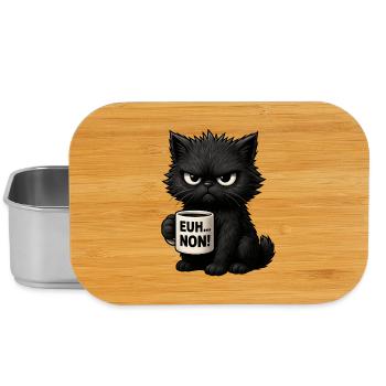 Chat Grognon Drôle Uh Nope Humour Introverti Noir - Lunch Box - silver - Front
