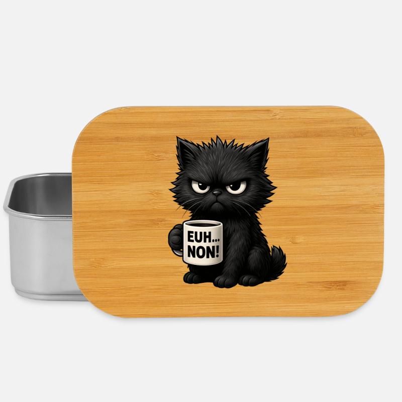 Chat Grognon Drôle Uh Nope Humour Introverti Noir - Lunch Box - Silber