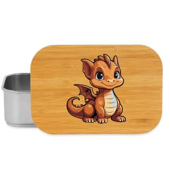 Kleiner Cartoon-Drache - Lunch Box - Silber - Vorne