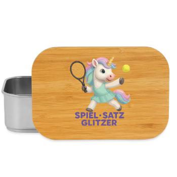 Game Set Glitter, Tennis Unicorn, Glam - Lunch Box - silver - Front