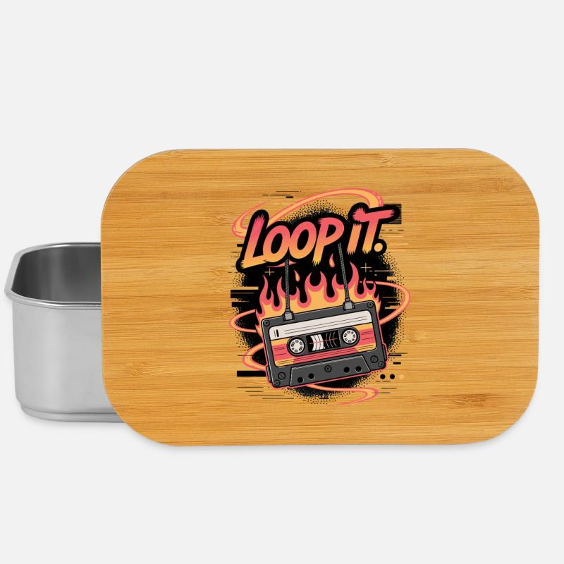 Retro Cassette Loop It Music Design - Lunch Box - silver