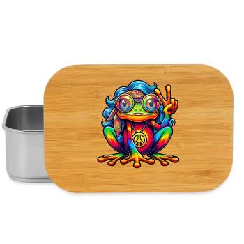 Hippie Frog 70s 1970s 60s Party - Lunch Box - silver - Front