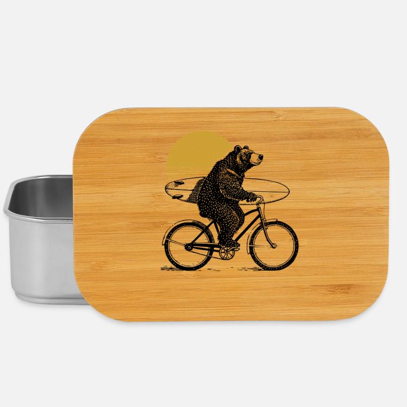 Surfer Bär - Lunch Box - Silber