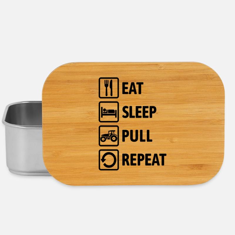 Eat Sleep Pull Repeat - Traktor fahren - Bauer - Lunch Box - Silber