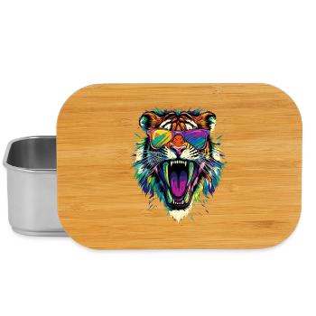 Säbelzahntiger Smilodon Raubkatze Säbelzahn Tiger - Lunch Box - Silber - Vorne