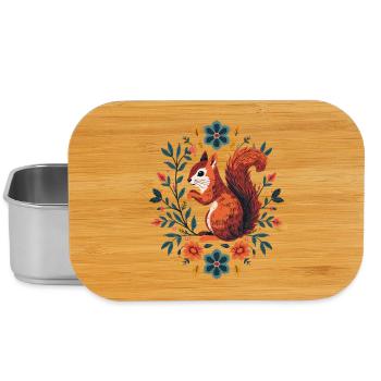 Squirrel in a wreath of flowers - Lunch Box - silver - Front