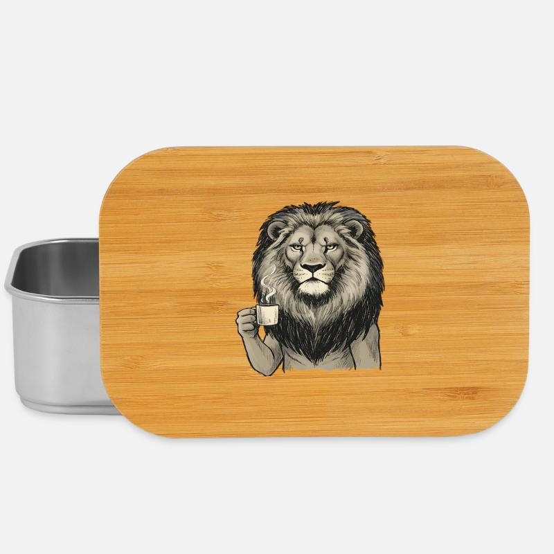 Coffee Lion Portrait - Lunch Box - silver