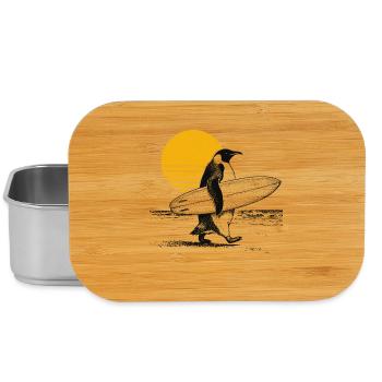 Pinguin Surfer - Lunch Box - Silber - Vorne