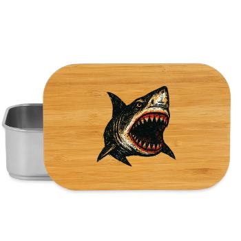 Hai Grunge Design – Aggressiver Haifisch Look - Lunch Box - Silber - Vorne