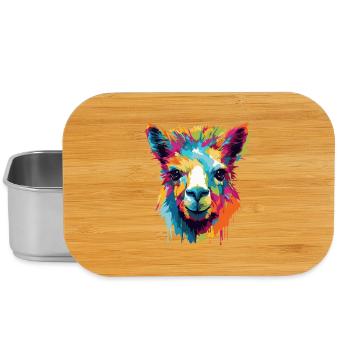 Llama Farbexplosion Popart - Lunch Box - Silber - Vorne